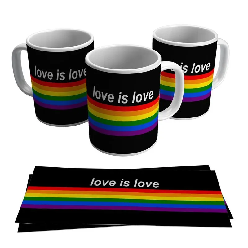 Caneca Amor é Amor Cores Bandeira Lgbt Love Is Love
