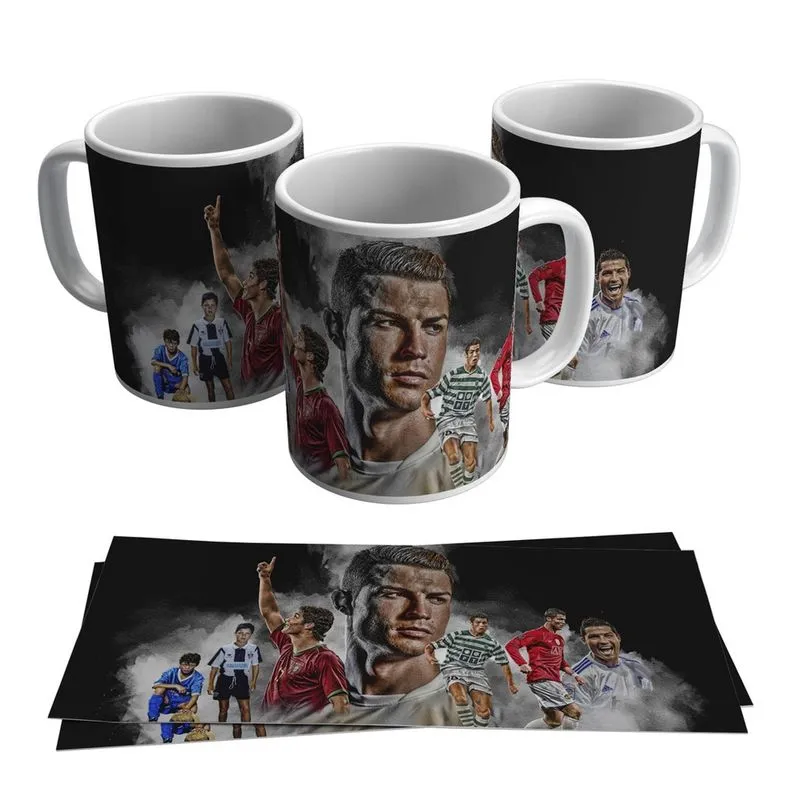 Caneca Cristiano Ronaldo Jogador Fotos Carreira 325ml