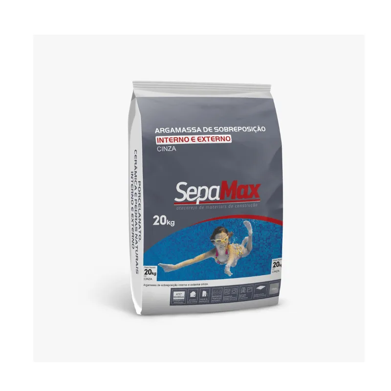 Sepamax Argamassa Sobreposição Interna e Externa Cinza 20KG SEPAMAX ARG SOBREPOSICAO EXT CZA 20KG