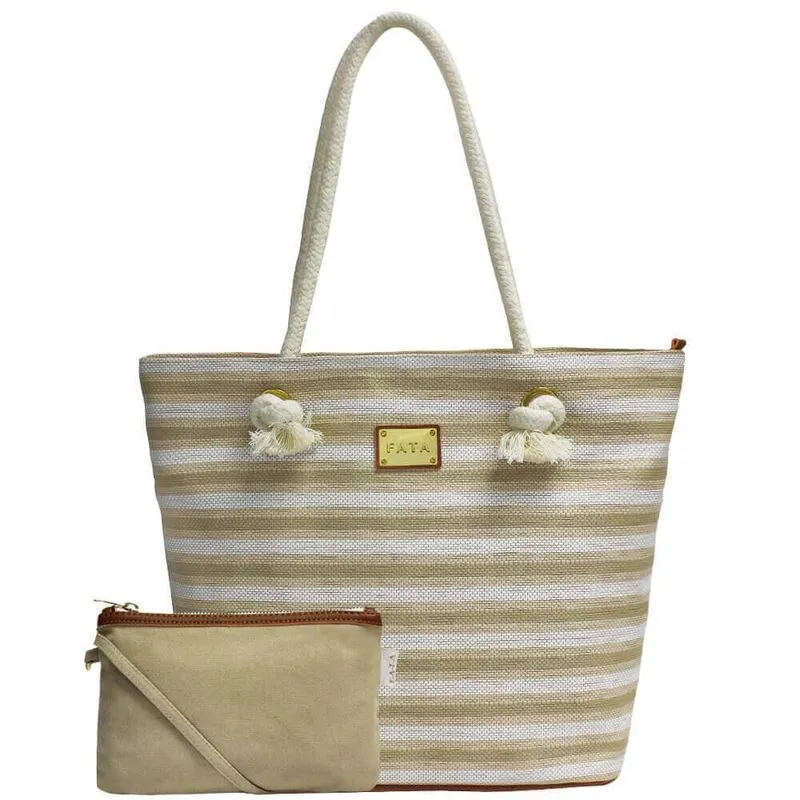 Bolsa De Praia Feminina Com Necessaire Marítima Fata