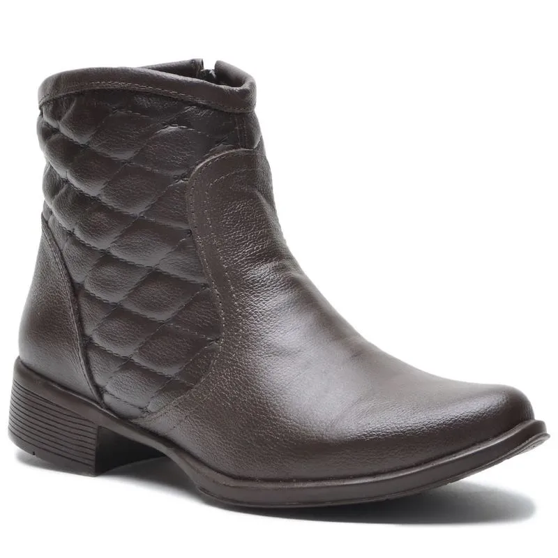 Bota Botina Metalacê Feminina Cano Curto Couro Legítimo