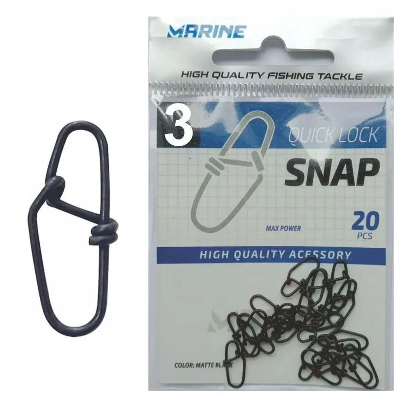 Snap De Pesca Quick Lock N3 Marine Sports 35kg 77lb 20pçs