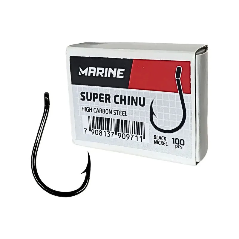 Anzol Marine Super Chinu Black Nickel Nº4 Caixa 100un Aço Carbono Reforçado