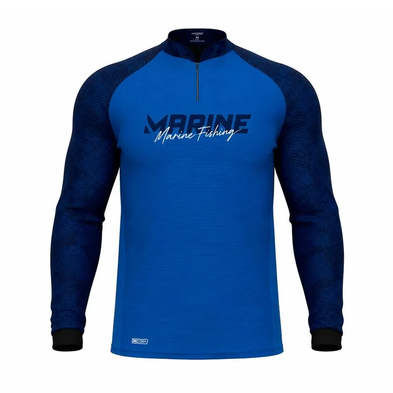 Camisa Pesca Marine Sports Explorer Azul Proteção UV FPS 50+ Dryout