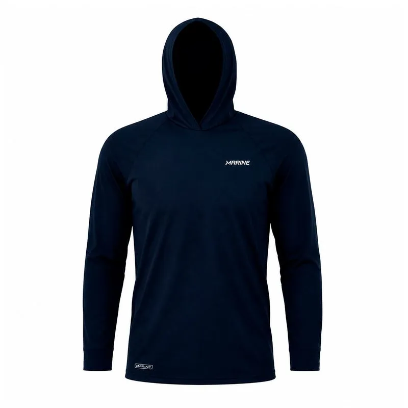 Camisa Pesca Marine Sports Poliamida Azul Com Capuz FPS 50+ Dryout