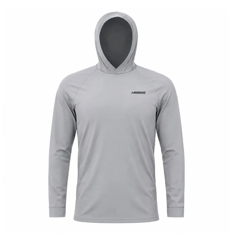 Camisa Pesca Marine Sports Prime Cinza Com Capuz Uv Fps 50+ Dryout
