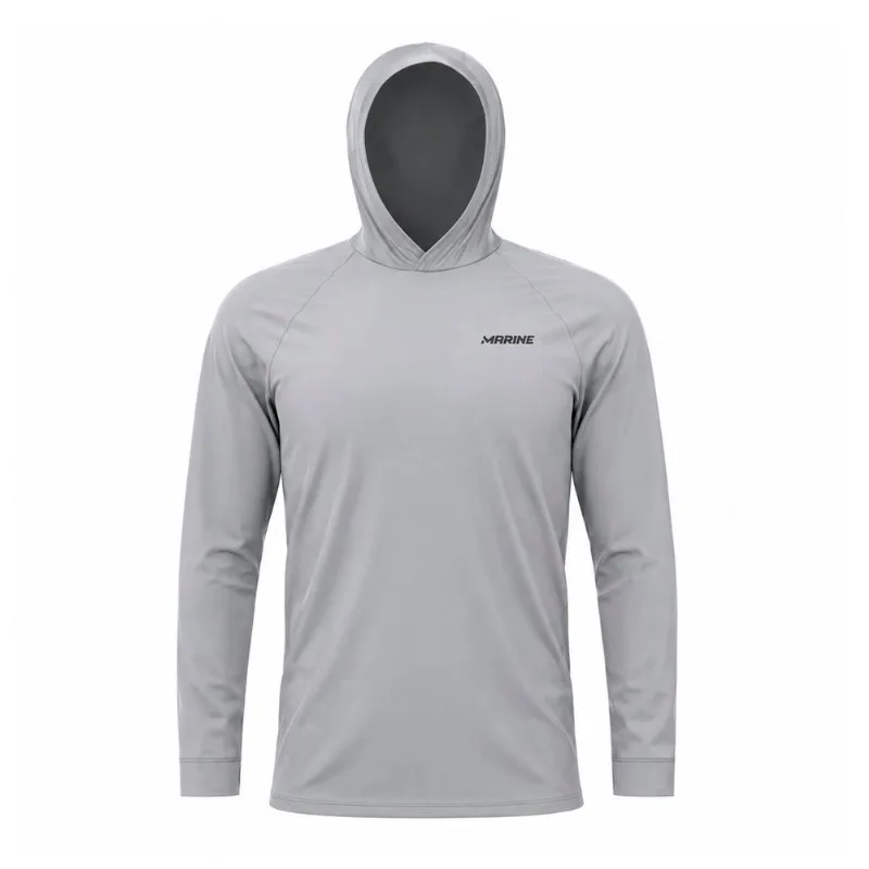 Camisa Pesca Marine Sports Prime Cinza Com Capuz Uv Fps 50+ Dryout