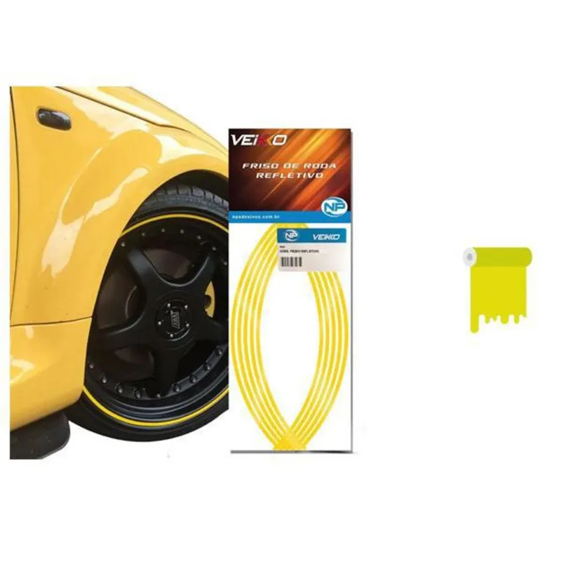 Faixa Refletiva De Roda Para Carro Aro 14 Ao 22 5mm Amarelo