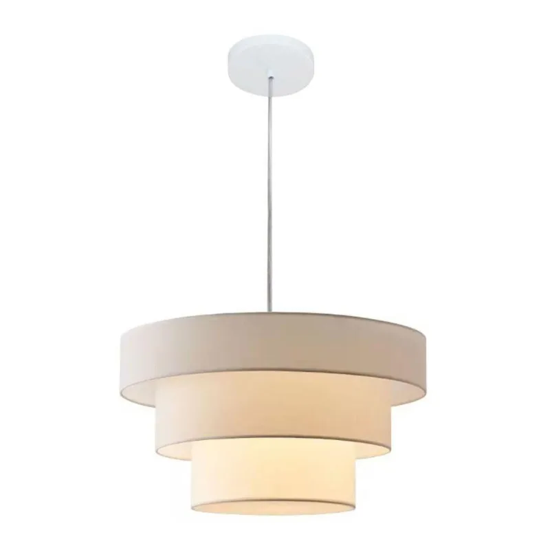 Lustre Luminária Pendente Vivare Pe-4108-br Cúpula Em Tecido Ideal Para Quarto Sala De Jantar - Vivare Brasil Iluminação