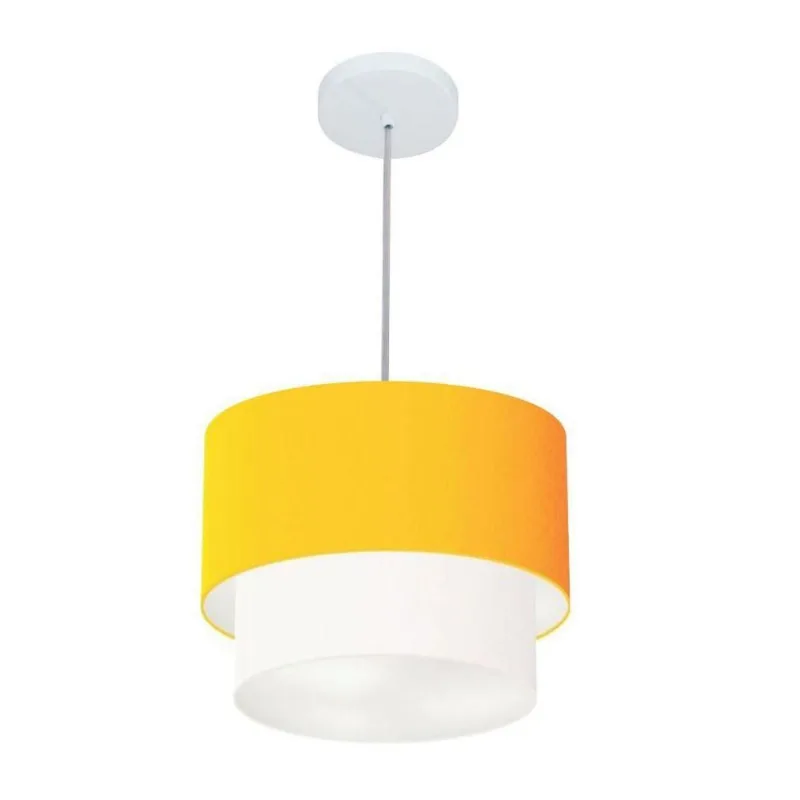 Lustre Duplo Cilíndrico Md-4161 30x25 Laranja Branco Bivolt - Vivare Brasil Iluminação
