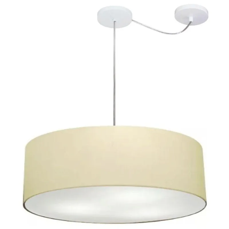 Lustre Cilíndrico Desvio Md-4259 50x15cm Algodão Crú Bivolt - Vivare Brasil Iluminação