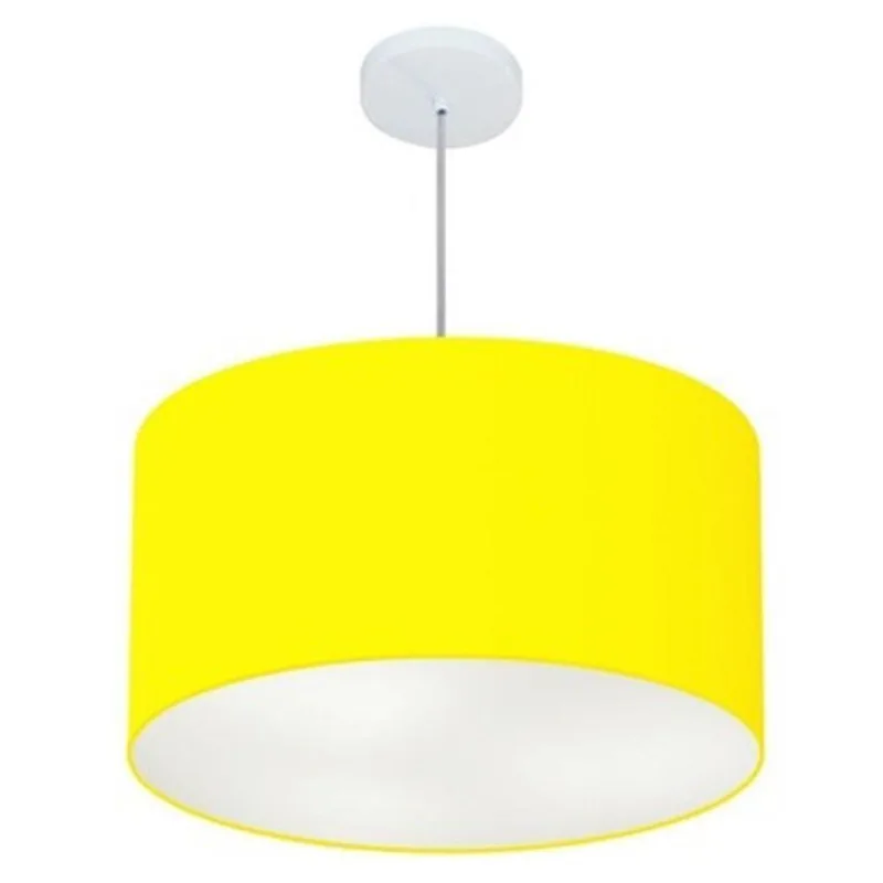 Lustre Pendente Cilíndrico Md-4101 60x30cm Amarelo Bivolt