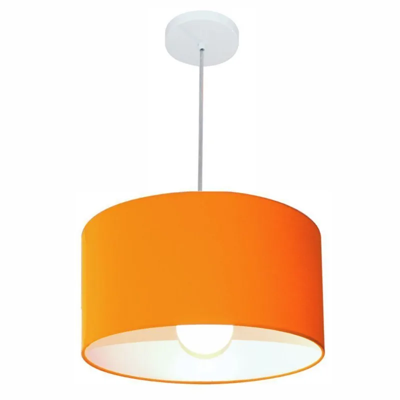 Kit 3 Lustre Pendente Cilíndrico 40x21cm Laranja Bivolt - Vivare Brasil Iluminação