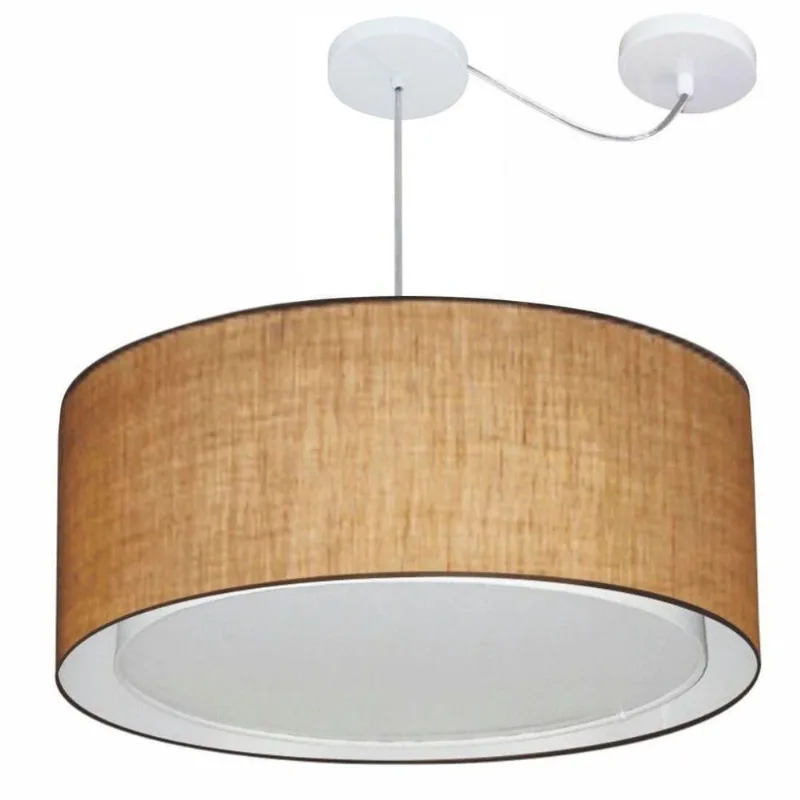 Lustre Cilíndrico com Desvio Md-4311 60x30cm Palha Bivolt - Vivare Brasil Iluminação