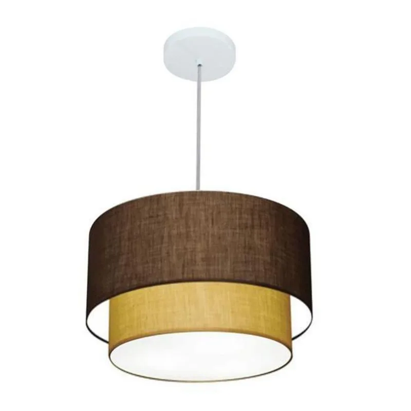 Lustre Duplo Cilíndrico Md-4160 40x35cm Bivolt Café Palha - Vivare Brasil Iluminação