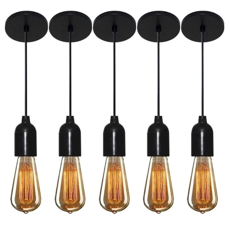 Kit 5 Lustre Luminária Retro Md-4149 Suporte Lâmpada Bivolt - Vivare Brasil Iluminação