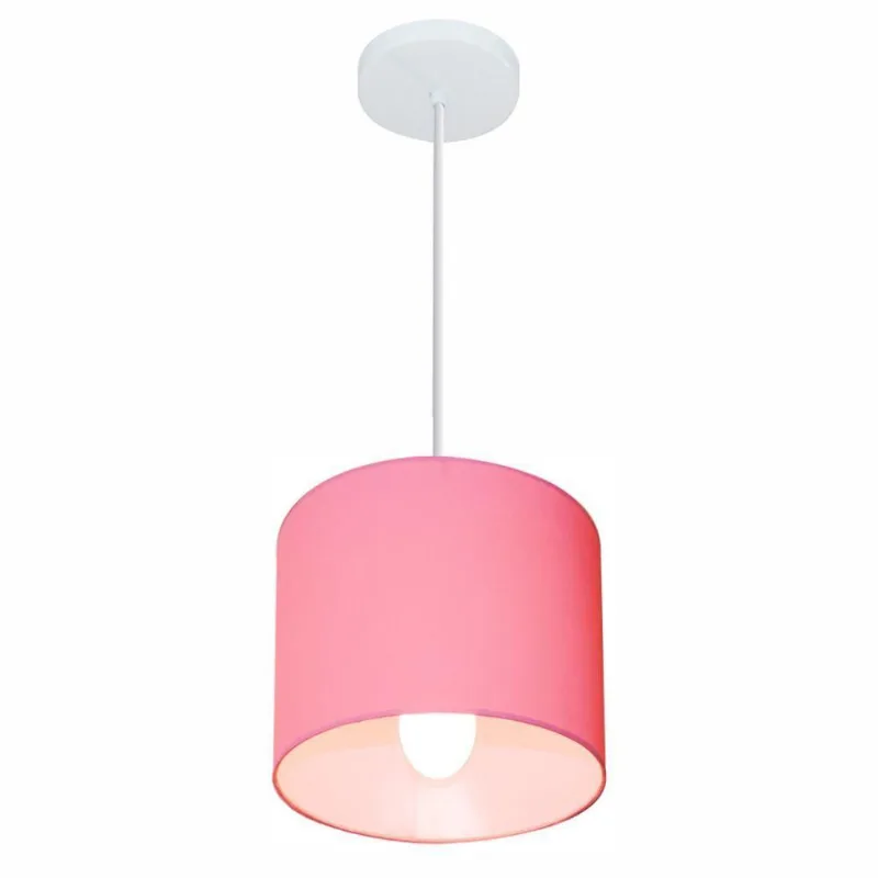 Kit 3 Pendente Cilíndrico Md-4046 18x18cm Rosa Bebê Bivolt - Vivare Brasil Iluminação