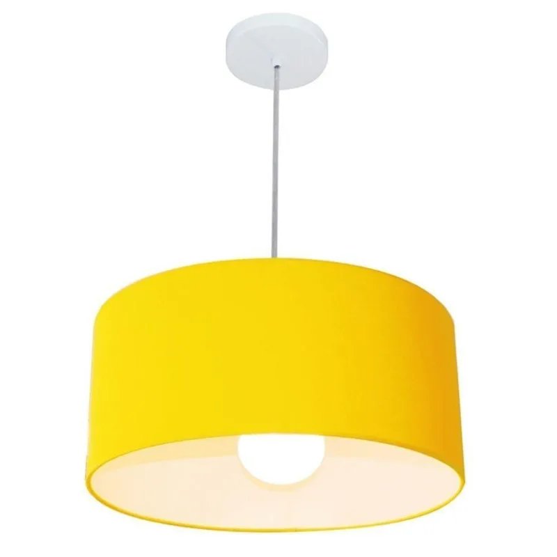 Lustre Pendente Cilíndrico 4052 50x21cm Amarelo Bivolt