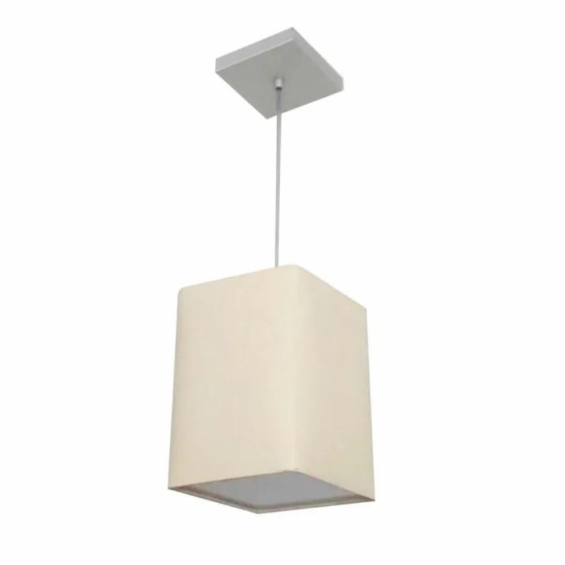 Kit 2 Pendente Md-4007 Quadrado 25/16x16cm Linho Bege Bivolt - Vivare Brasil Iluminação