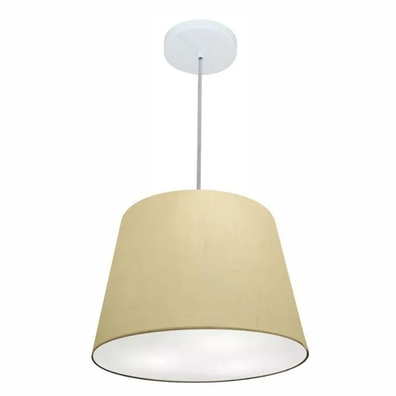 Lustre Pendente MD-4246 Cúpula Algodão Cru Cone Pequeno Branco Vivare Brasil Iluminação