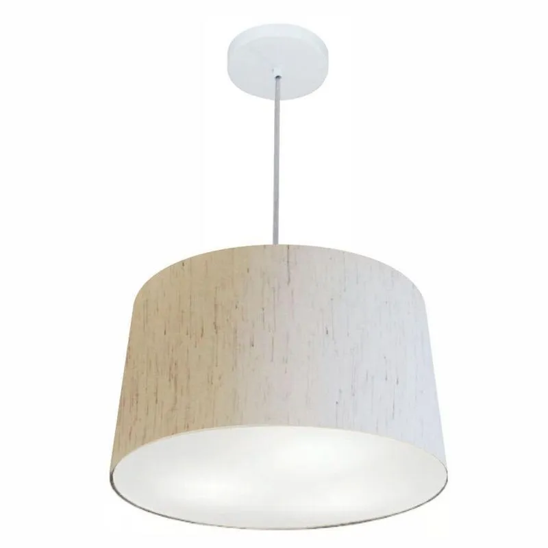 Lustre Pendente MD-4247 Com Cúpula Em Tecido Cone Médio Bivolt Bege Vivare Brasil Iluminação