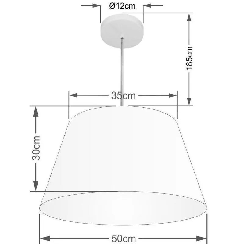 Lustre Pendente MD-4248 Cúpula em Tecido Cone Médio Fio Ajustável Linho Bege Vivare Brasil