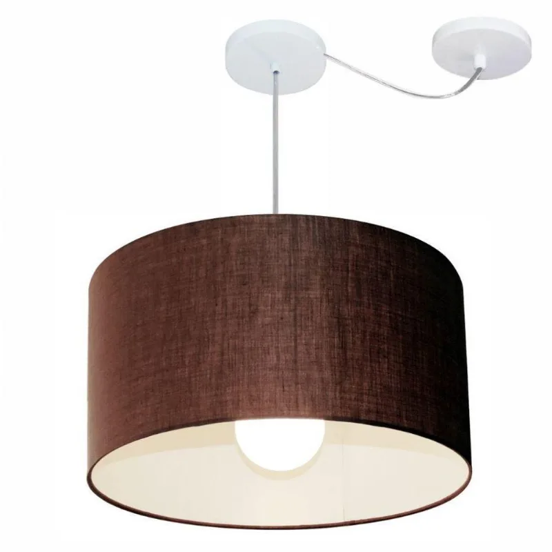 Lustre Cilíndrico com Desvio Md-4231 50x30cm Café Bivolt - Vivare Brasil Iluminação