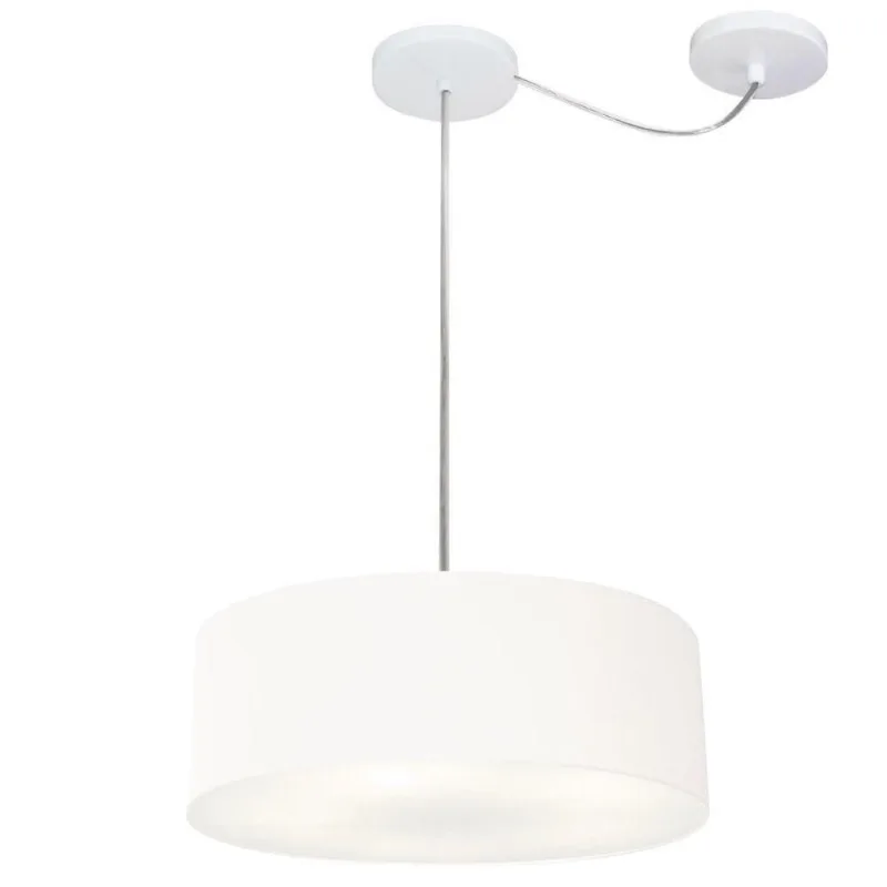 Lustre Cilíndrico Desvio Md-4255 Tecido 40x15 Branco Bivolt - Vivare Brasil Iluminação