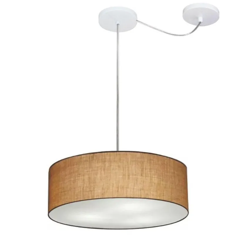 Lustre Cilíndrico Desvio Md-4255 Tecido 40x15cm Palha Bivolt - Vivare Brasil Iluminação