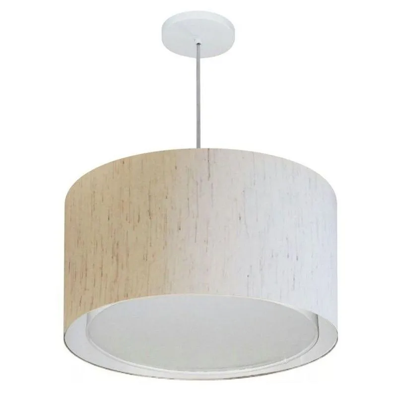 Lustre Pendente MD-4287 Cúpula em Tecido Linho Bege Bivolt Vivare Brasil Iluminação
