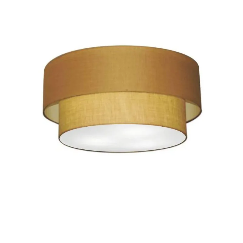 Plafon Duplo Cilíndrico Md-3017 Tecido 50x40cm Bivolt Palha - Vivare Brasil Iluminação