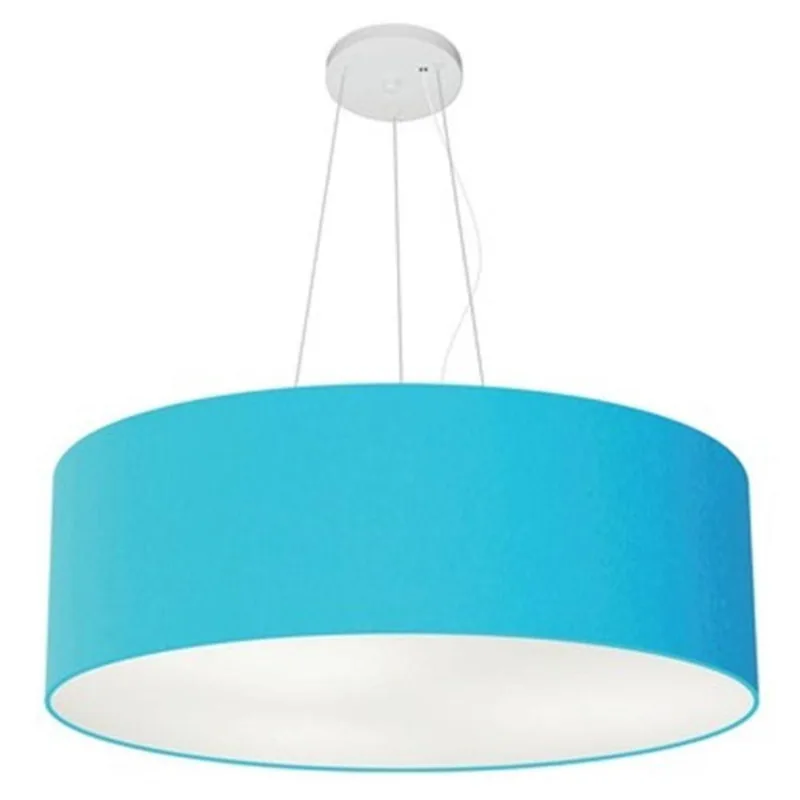 Lustre Pendente Cilíndrico 60x21cm Azul Turquesa Bivolt