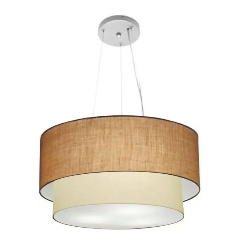 Lustre Duplo Cilíndrico Md-4061 50x40cm Bivolt Palha Bege - Vivare Brasil Iluminação