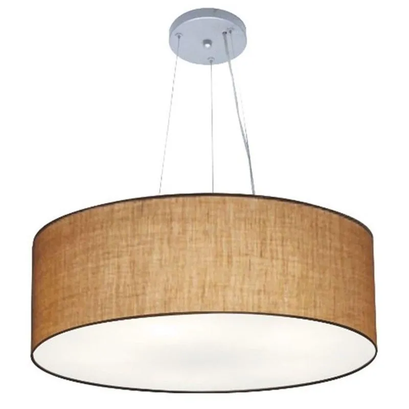 Lustre Pendente Cilíndrico Md-4070 Cúpula Em Tecido 80x30cm Palha - Bivolt