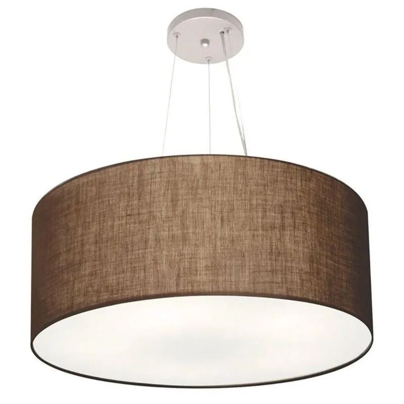 Lustre Pendente Cilíndrico MD-4074 Cúpula em Tecido 60x30cm Bivolt Café Vivare Brasil Iluminação