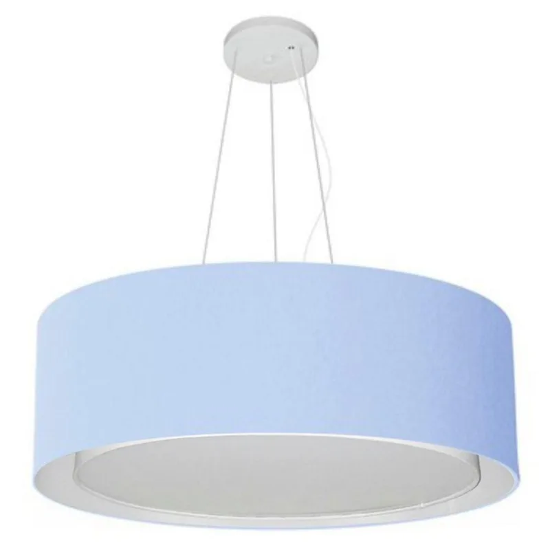 Lustre Pendente Cilíndrico Duplo 60x25cm Azul Bebê Bivolt