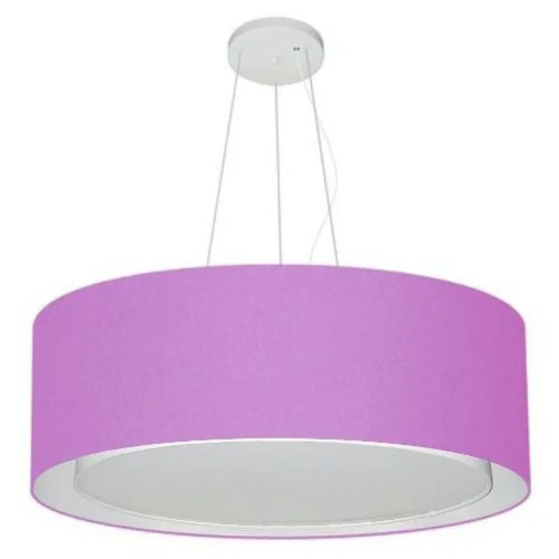 Lustre Pendente Cilíndrico Duplo 60x25cm Lilás Bivolt