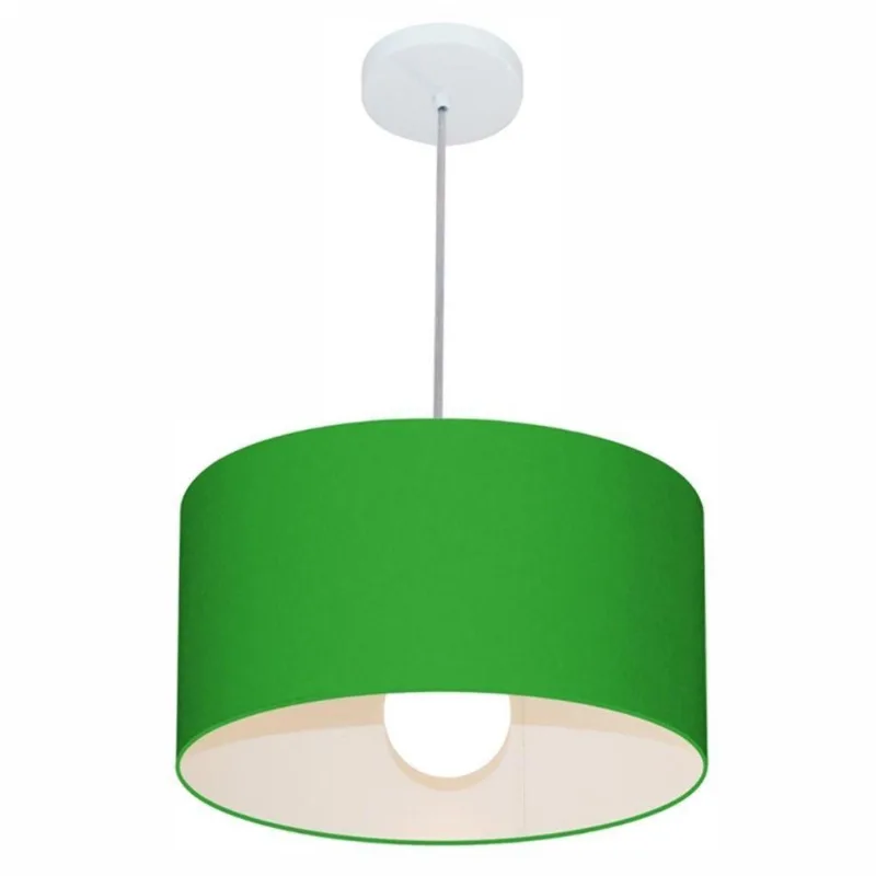 Kit 3 Lustre Pendente Cilíndrico 40x21cm Verde Folha Bivolt - Vivare Brasil Iluminação