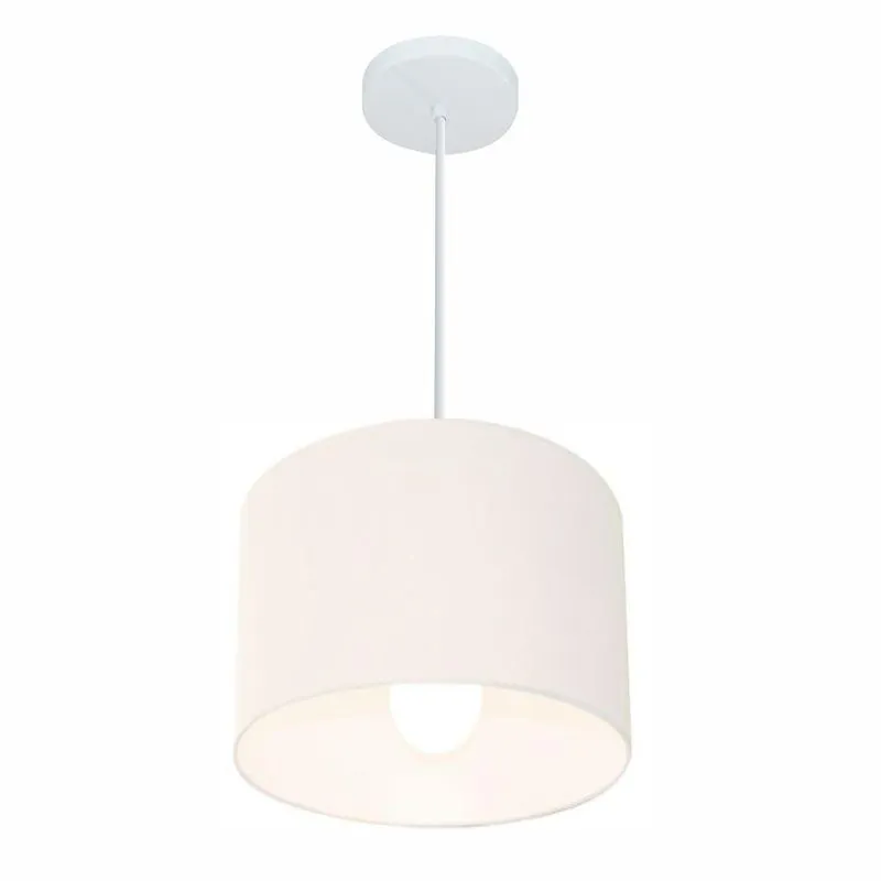 Lustre Pendente Cilíndrico MD-4113 Cúpula Em Tecido Resistente À Maresia Branco Vivare Brasil
