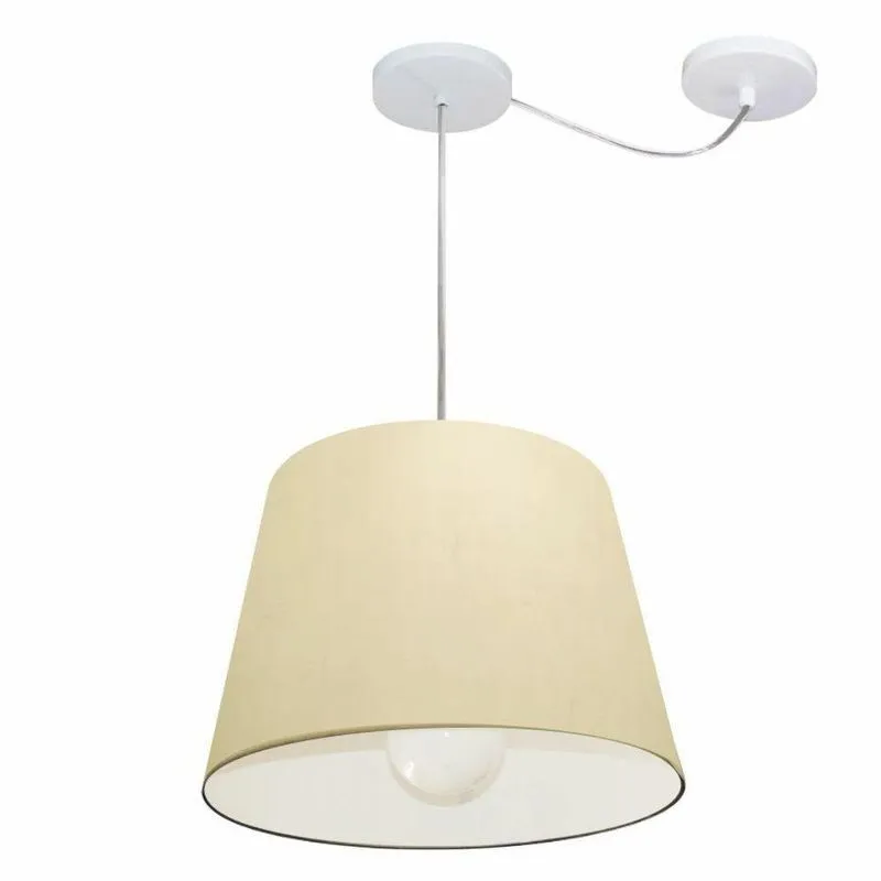 Lustre Pendente MD-4274 Cúpula Cone 30x40x30cm Fio Ajustável Algodão Cru Bivolt Vivare Brasil