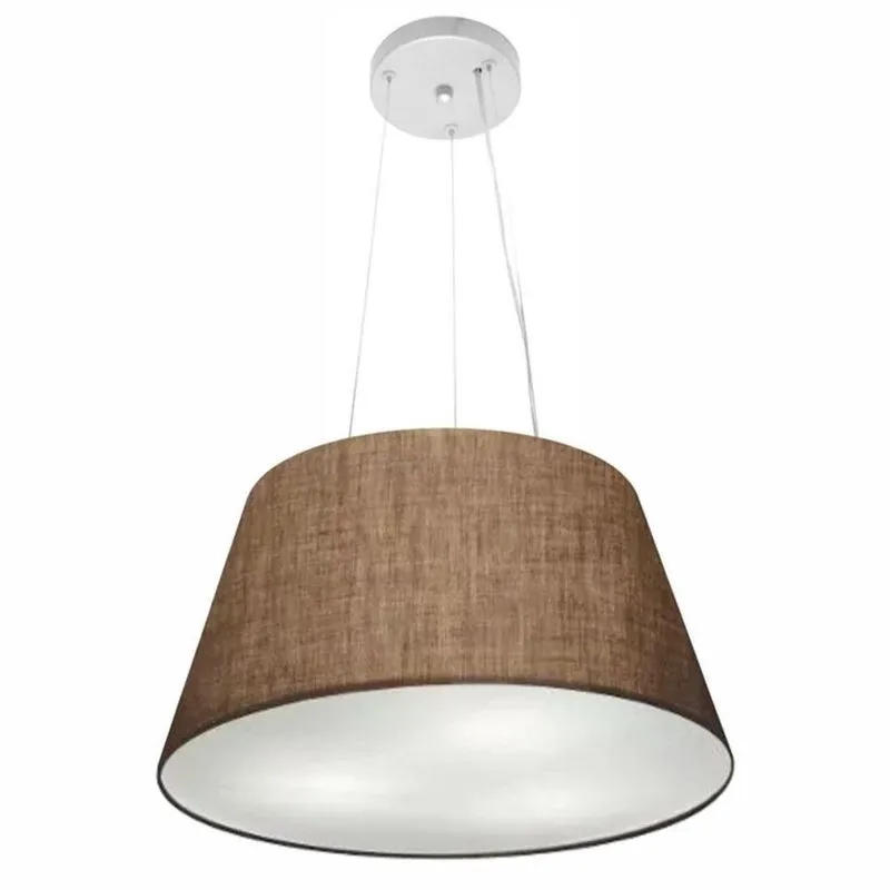 Lustre Pendente Cone MD-4001 Com Cúpula Em Tecido Fio Ajustável Café Vivare Brasil Iluminação