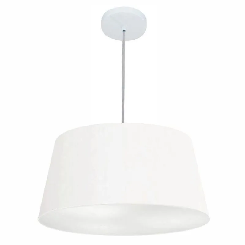 Lustre Pendente Cone MD-4050 Com Cúpula Em Tecido Fio Ajustável Branco Vivare Brasil Iluminação