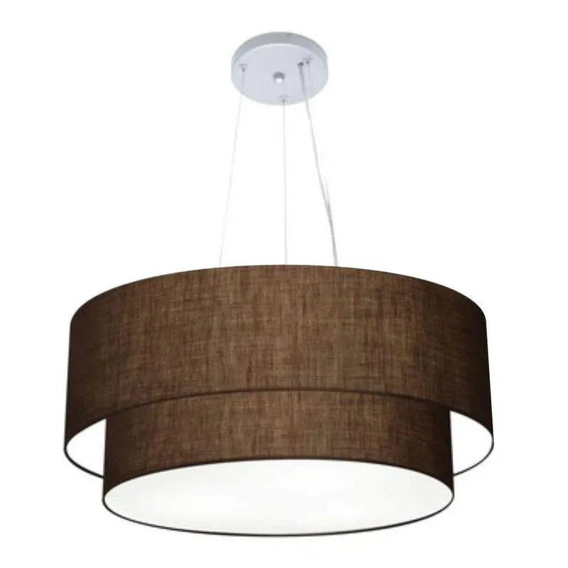 Lustre Pendente Duplo Cilíndrico MD-4073 Com Cúpula Em Tecido Grande Café Vivare Brasil Iluminação