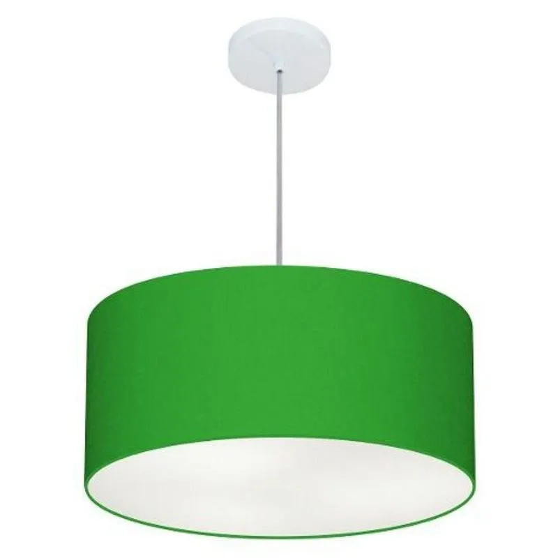 Lustre Pendente Cilíndrico MD-4100 Cúpula Em Tecido 50x25cm Resistente À Maresia Verde Folha Vivare