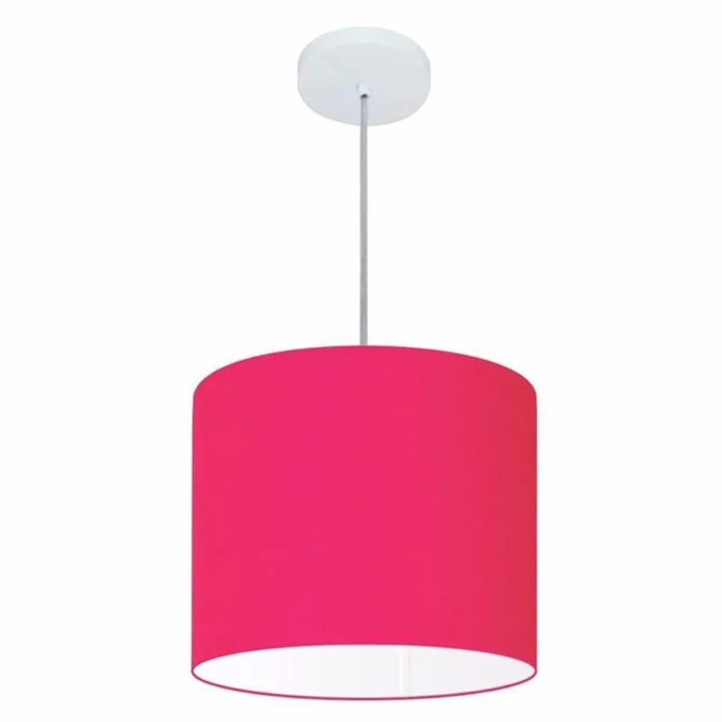 Kit 5 Lustre Pendente Cilíndrico 30x21cm Rosa Pink Bivolt - Vivare Brasil Iluminação