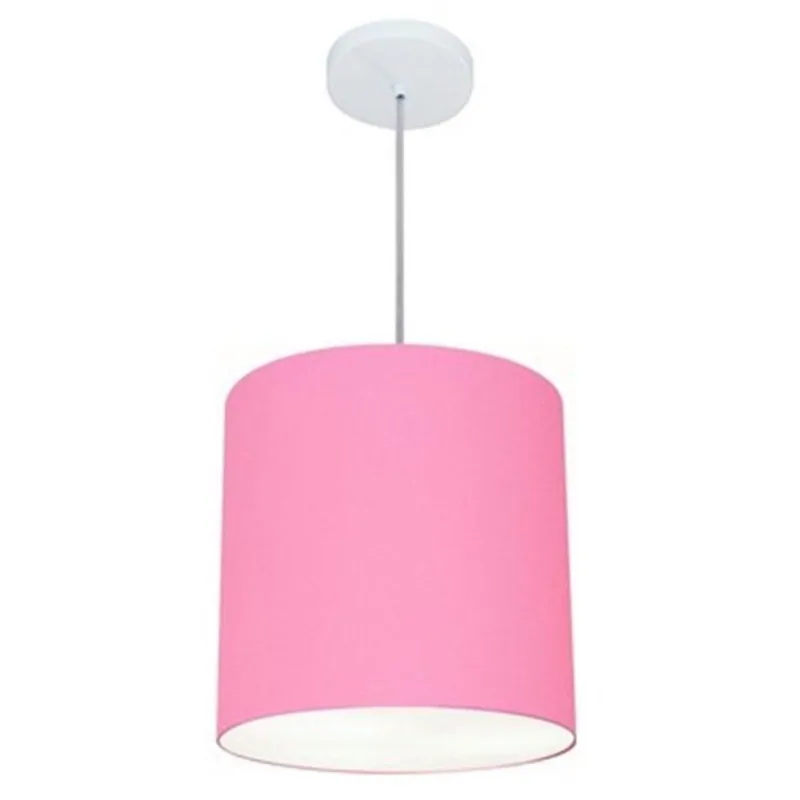 Lustre Pendente Cilíndrico Md-4036 30x31cm Rosa Bebê Bivolt