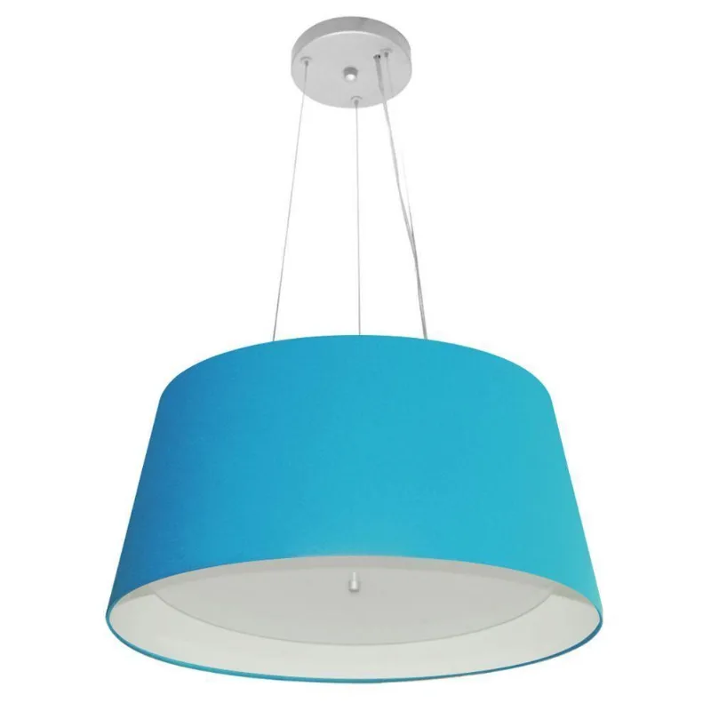Lustre Pendente Cone 25x50x40cm Azul Turquesa Branco Bivolt
