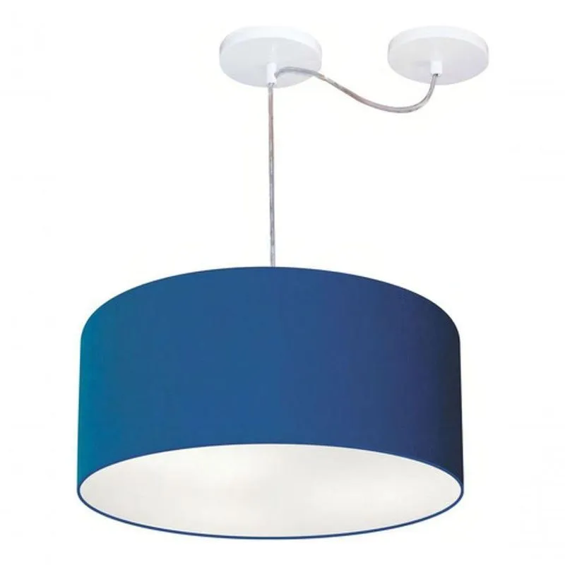 Lustre Pendente Cilíndrico Com Desvio De Centro Md-4147 Cúpula 50x25cm Azul Marinho - Bivolt