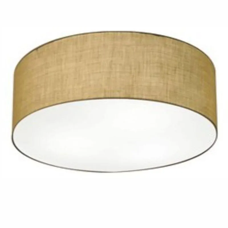 Plafon Cilíndrico Md-3049 Cúpula Em Tecido 70x15cm Palha - Bivolt
