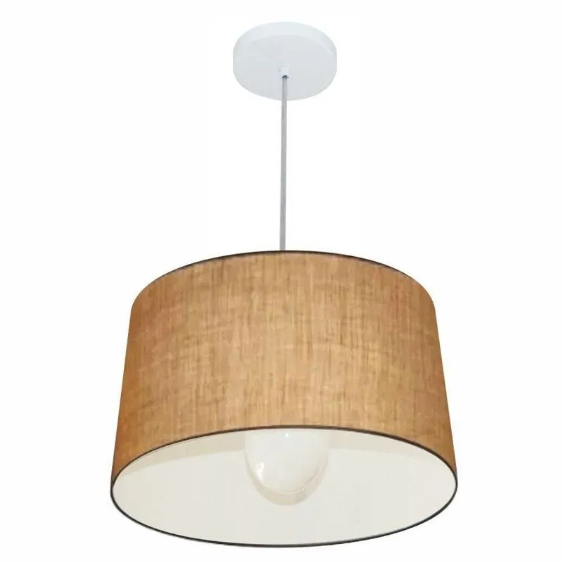 Lustre Pendente Cone MD-4241 Cúpula em Tecido Fio Ajustável Palha Vivare Brasil Iluminação